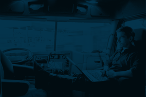 truck driver working in cabin